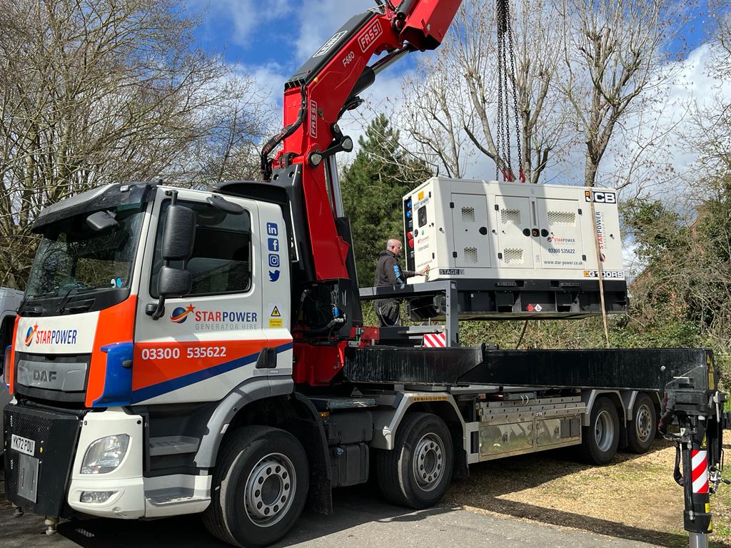 A Stage V Generator being delivered by a Star Power lorry